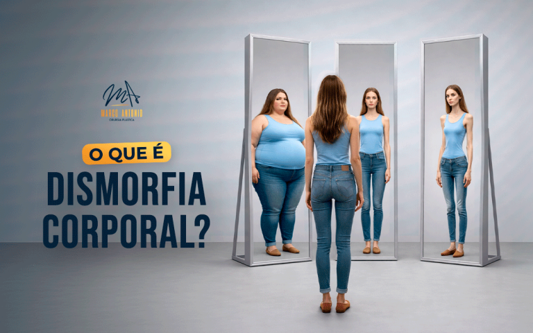 Mulher se olhando no espelho e vendo imagens distorcidas de si mesma.